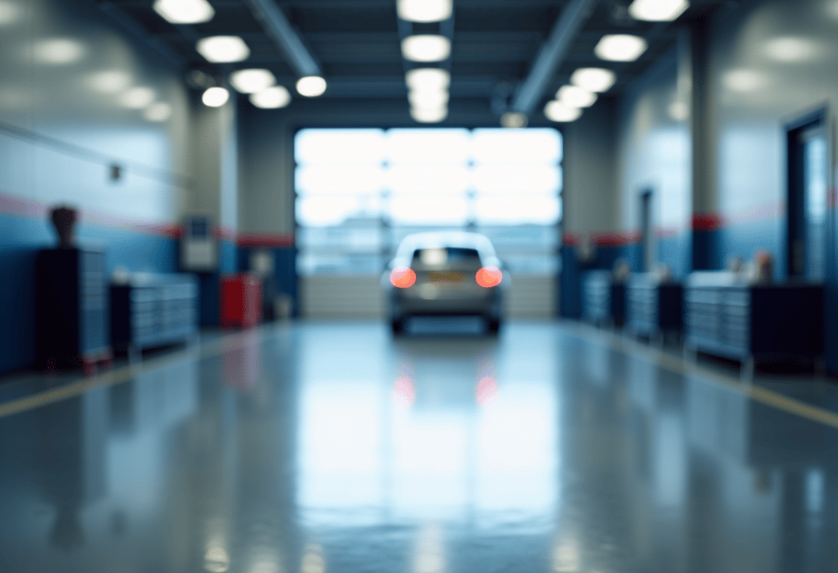 Luxury European car being serviced in a clean auto shop near Fair Oaks