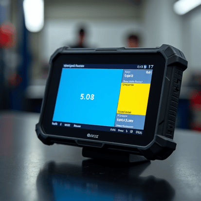 Close-up of an advanced automotive diagnostic tool displaying engine codes for accurate repair.