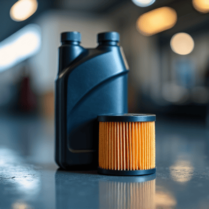 Quick oil change service being performed on a vehicle by a certified technician in a clean auto shop.