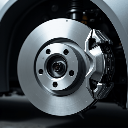 Mechanic inspecting brake pads during a routine brake service appointment.